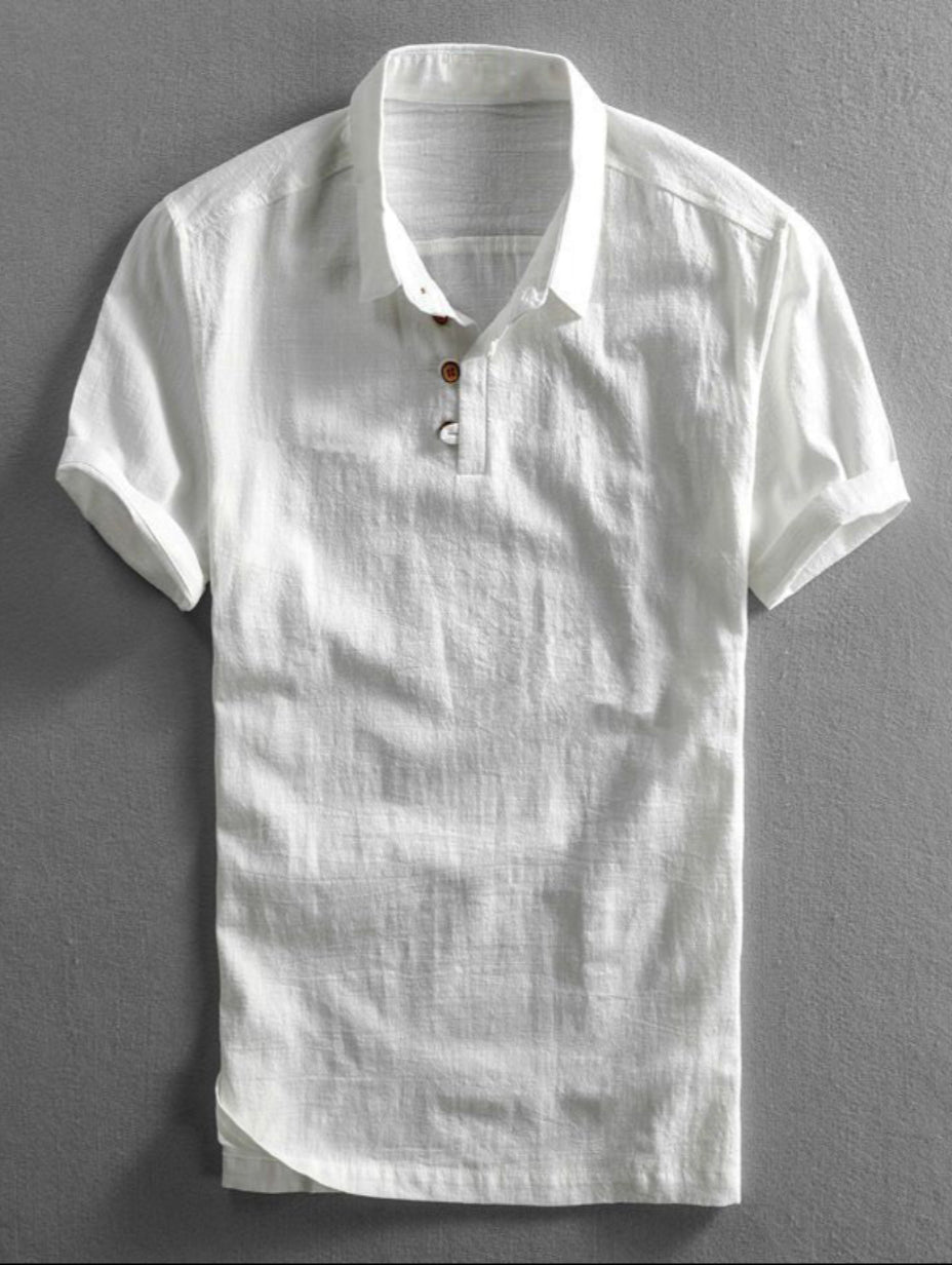 AzureBreeze Linen Polo