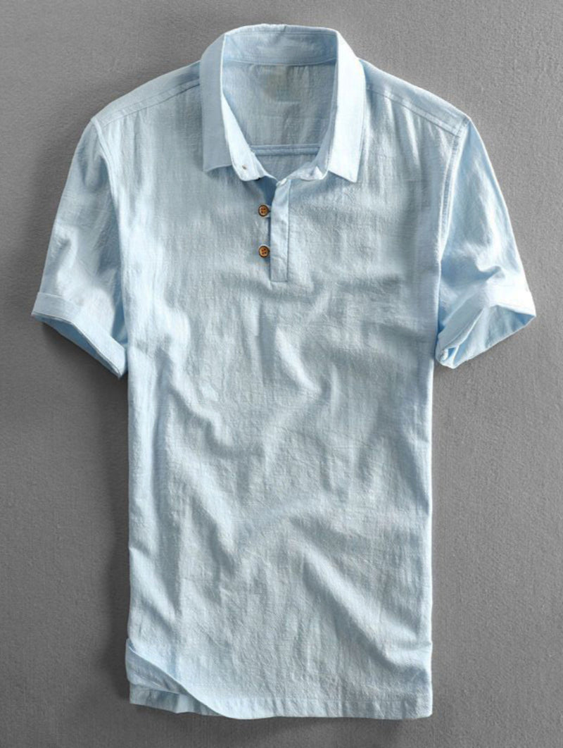 AzureBreeze Linen Polo