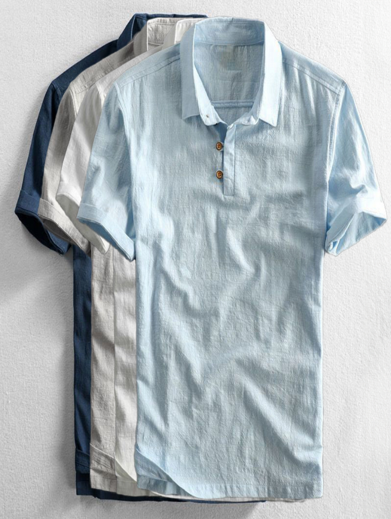 AzureBreeze Linen Polo