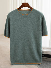 Men’s Wool Blend Short Sleeve T-Shirt - Casual O-Neck Shirt for Summer