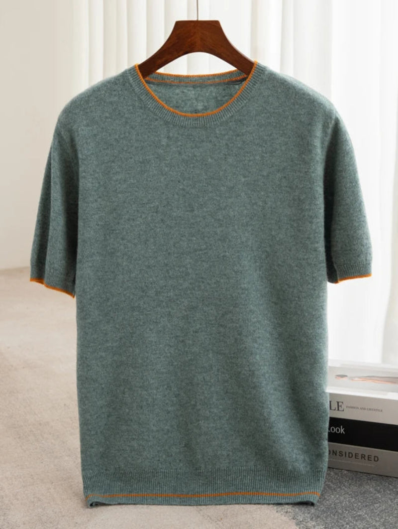 Men’s Wool Blend Short Sleeve T-Shirt - Casual O-Neck Shirt for Summer