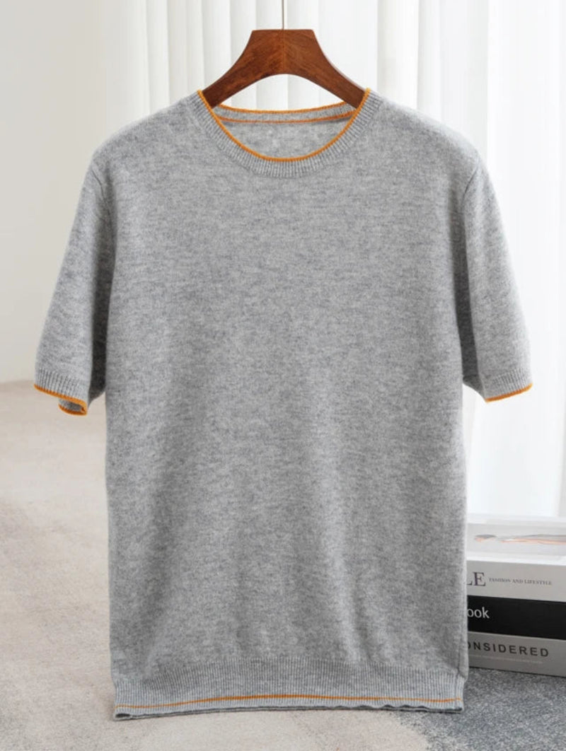 Men’s Wool Blend Short Sleeve T-Shirt - Casual O-Neck Shirt for Summer