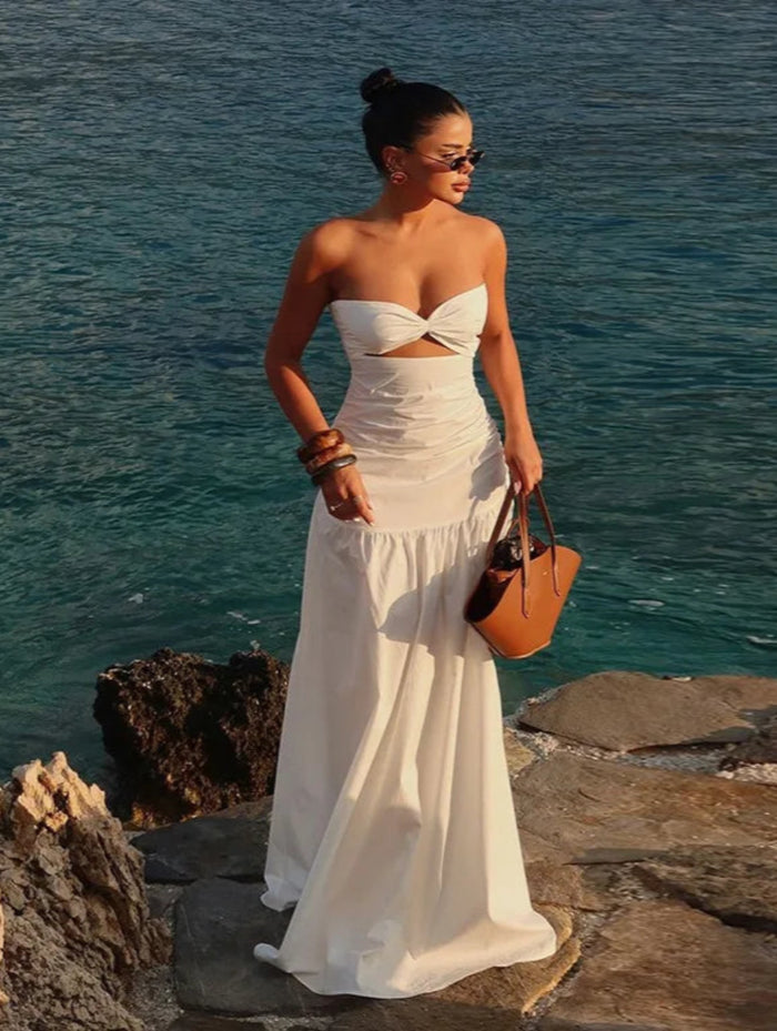 LUXEVERA™ Strapless Hollow Maxi Dress