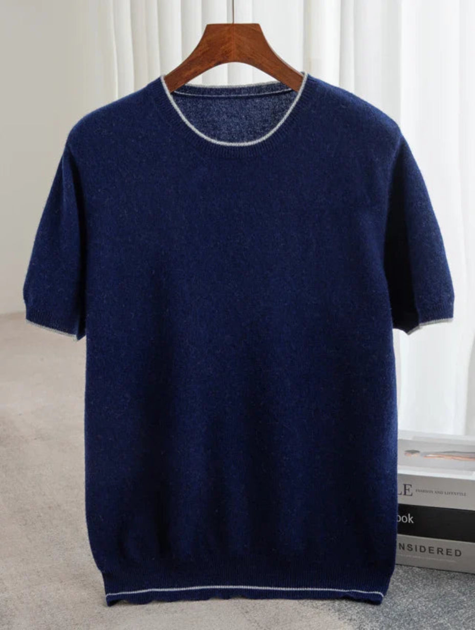 Men’s Wool Blend Short Sleeve T-Shirt - Casual O-Neck Shirt for Summer