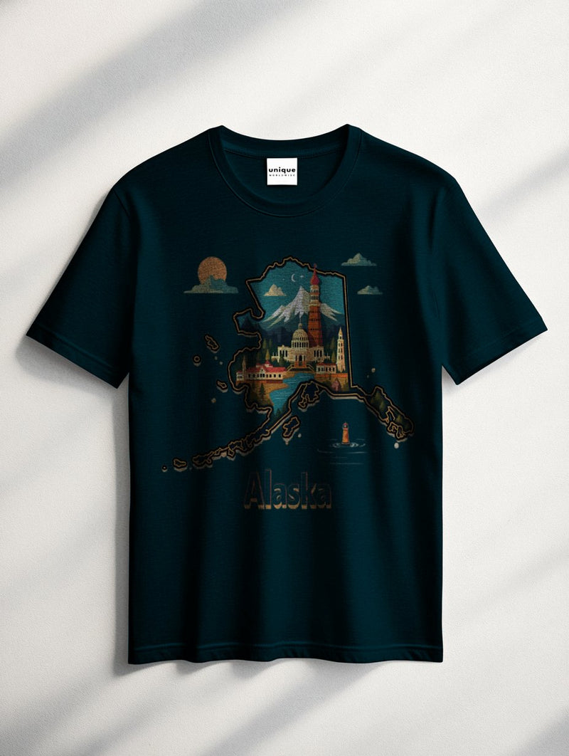 UNIQUE SUPIMA® COTTON "ALASKA STATE" T-SHIRT