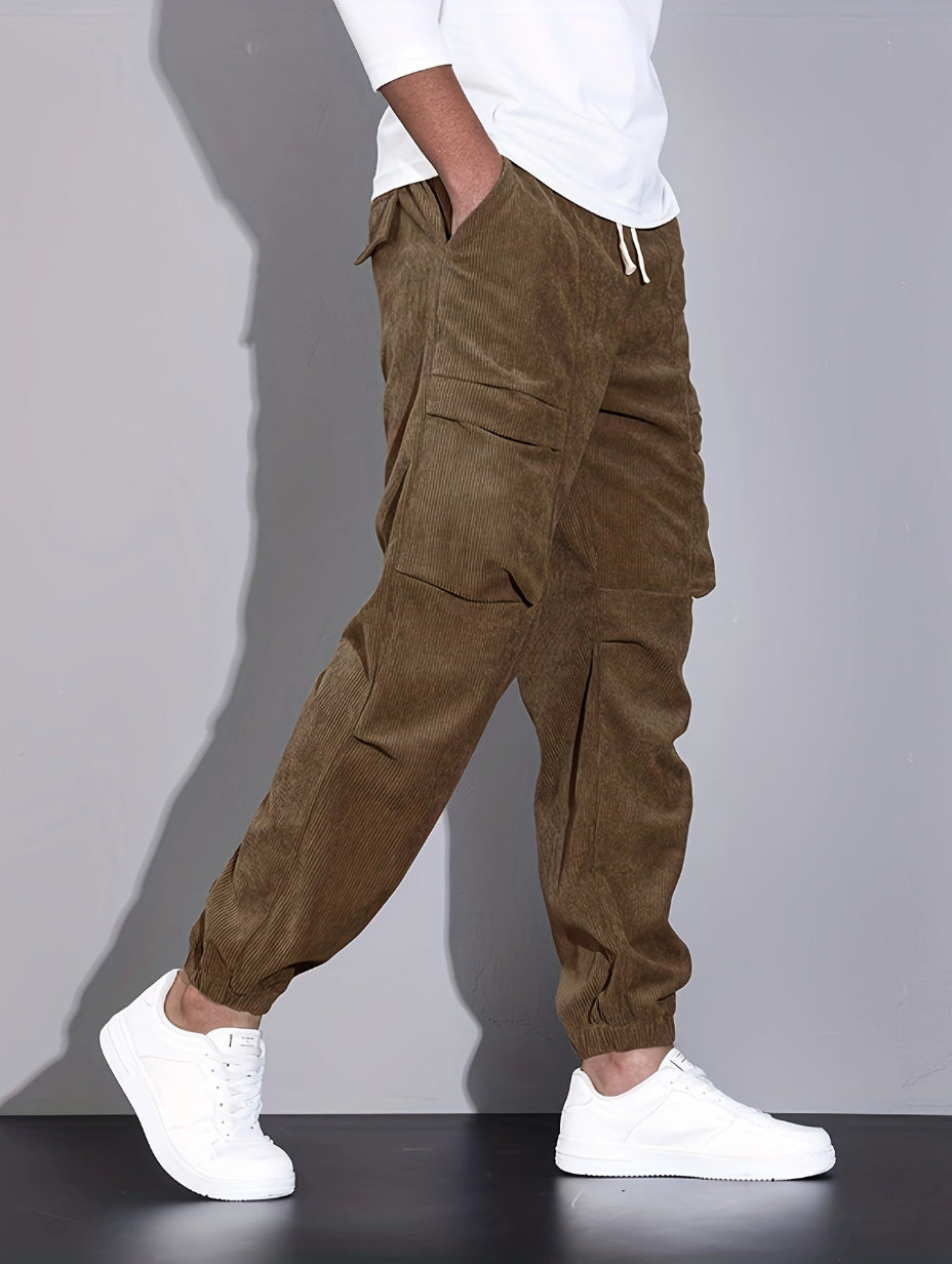 【mahagrid】23FW★ CORDUROY CARGO PANT Men's Corduroy Cargo Pants Wide Leg Baggy Sweatpants Casual