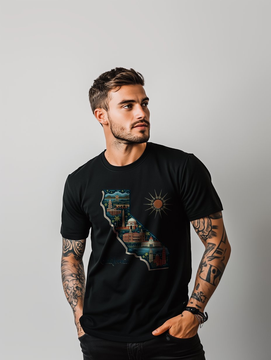 UNIQUE SUPIMA® COTTON "CALIFORNIA STATE" T-SHIRT