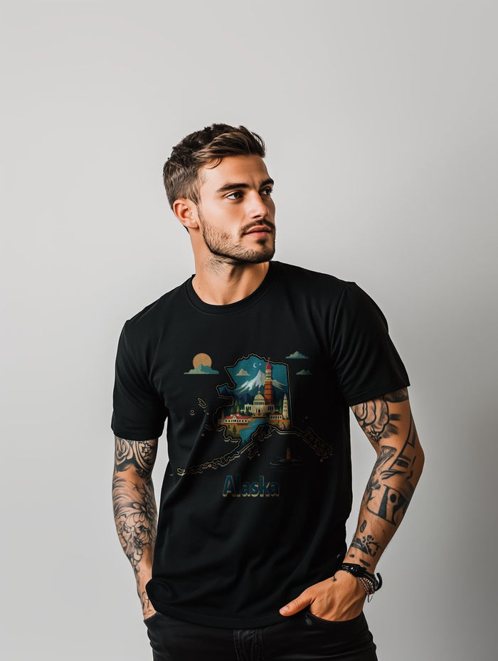 UNIQUE SUPIMA® COTTON "ALASKA STATE" T-SHIRT