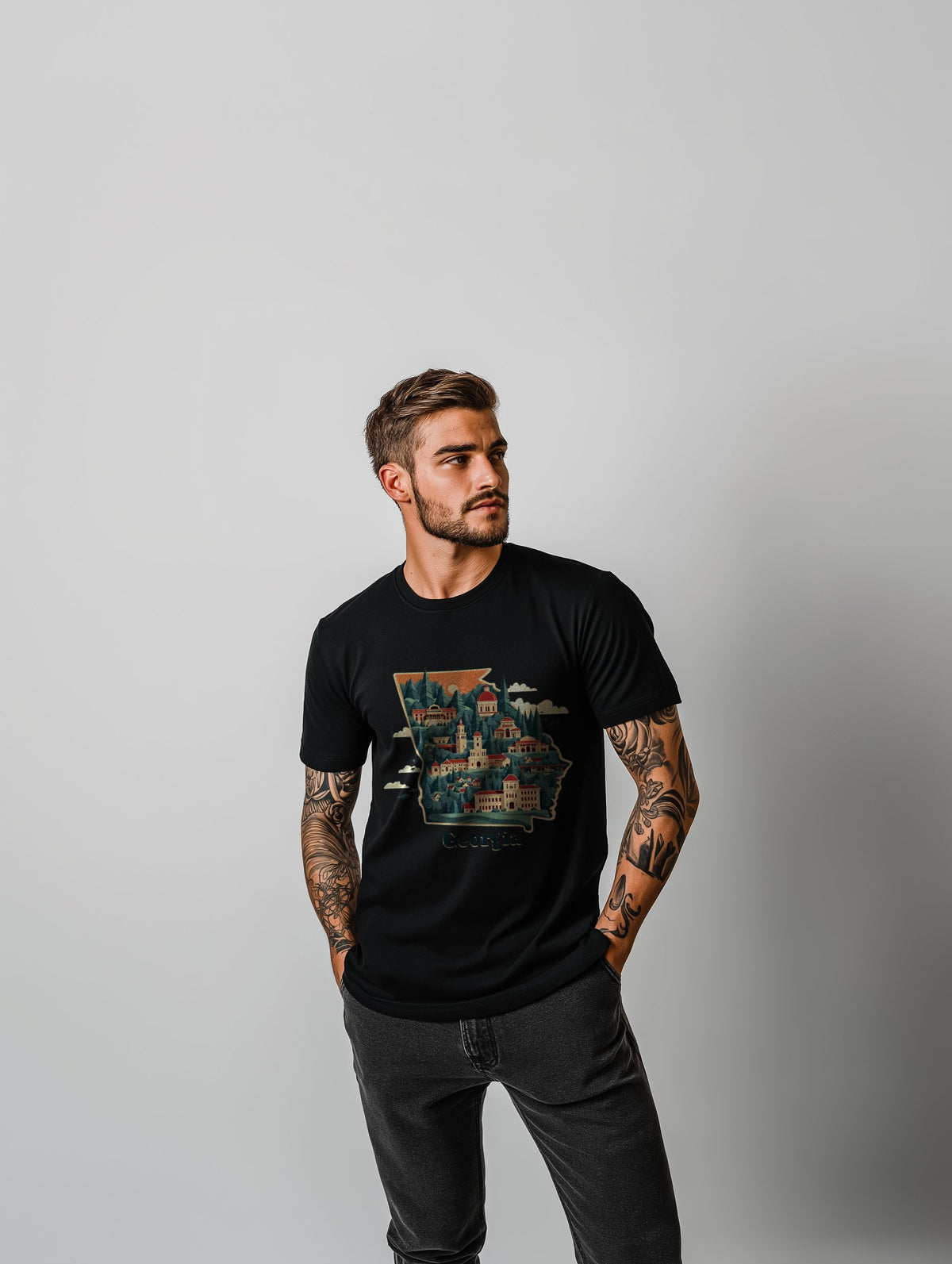 UNIQUE SUPIMA® COTTON "GEORGIA STATE" T-SHIRT