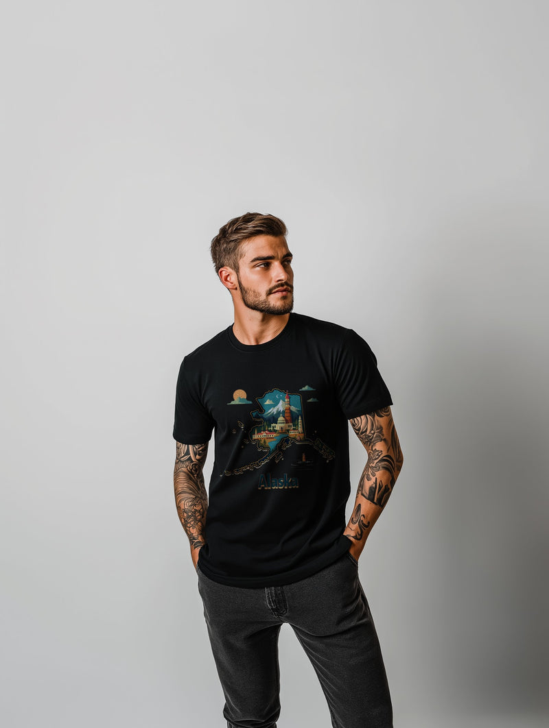 UNIQUE SUPIMA® COTTON "ALASKA STATE" T-SHIRT