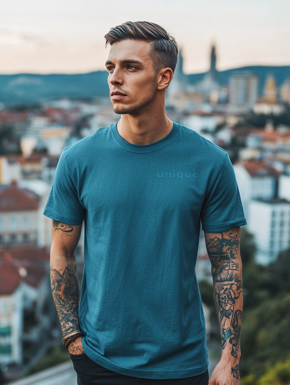 UNIQUE PREMIUM SUPIMA® COTTON T-SHIRT - BLUE