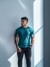 UNIQUE PREMIUM SUPIMA® COTTON T-SHIRT - BLUE