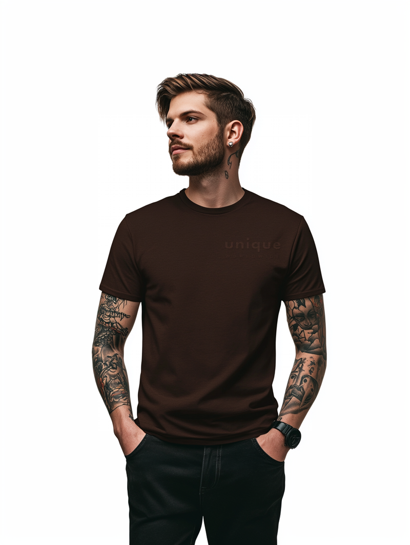 UNIQUE PREMIUM SUPIMA® COTTON T-SHIRT - BROWN