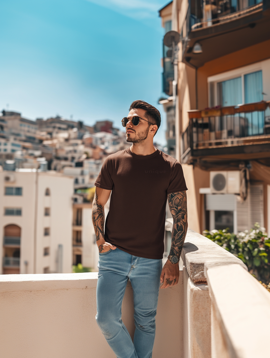 UNIQUE PREMIUM SUPIMA® COTTON T-SHIRT - BROWN